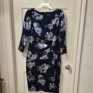 Jessica Howard Navy Floral Long Sleeve Dress